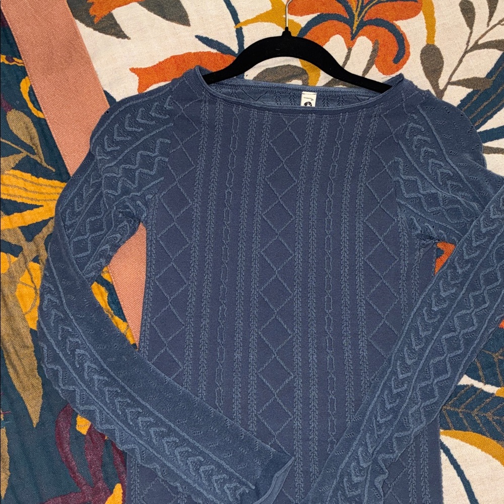 Intimately Free People Chic Navy Cable Knit Sweater, XS/S